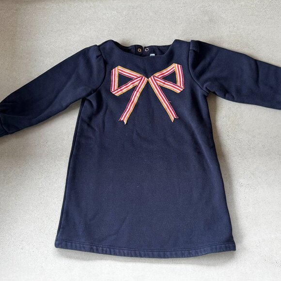 Jacadi Paris Girls Navy Dress with Grosgrain Bow – Size 4A (104 cm) - Picture 1 of 4